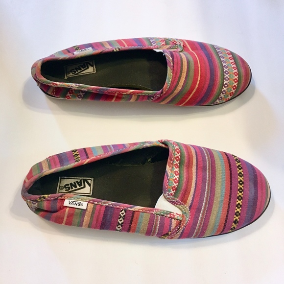 VANS Multi-color Stripe Slip-on Sneakers Size 6.5 - Picture 3 of 8